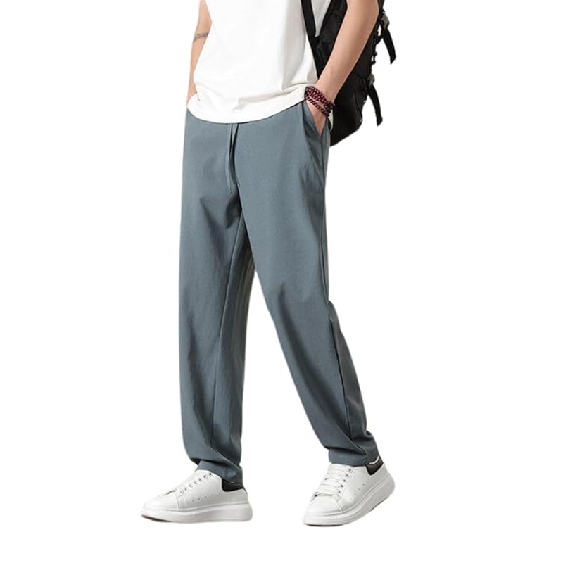 [wechose] брюки саруэль мужские длинные брюки брюки широкие брюки прохладный на ощупь ощущение летняя одежда однотонный цвет популярность удобный ледяной шелк прохладный прохладный