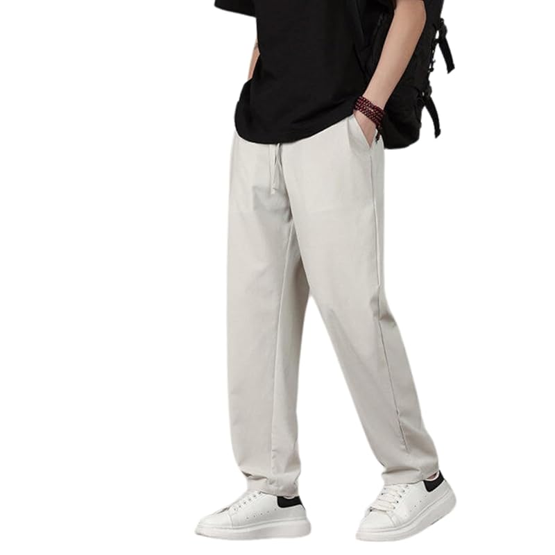 [wechose] брюки саруэль мужские длинные брюки брюки широкие брюки прохладный на ощупь ощущение летняя одежда однотонный цвет популярность удобный ледяной шелк прохладный прохладный
