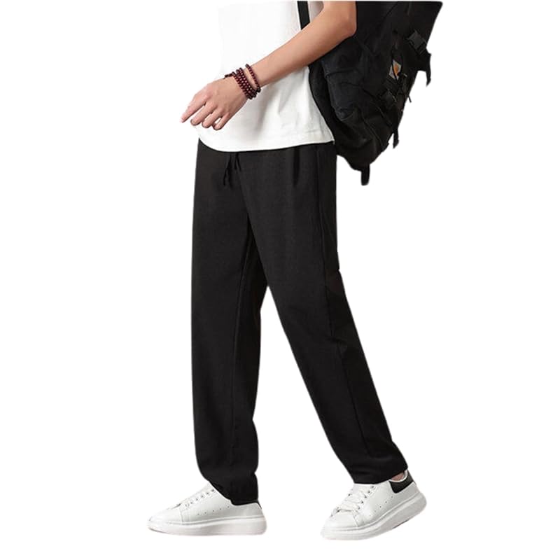 [wechose] брюки саруэль мужские длинные брюки брюки широкие брюки прохладный на ощупь ощущение летняя одежда однотонный цвет популярность удобный ледяной шелк прохладный прохладный